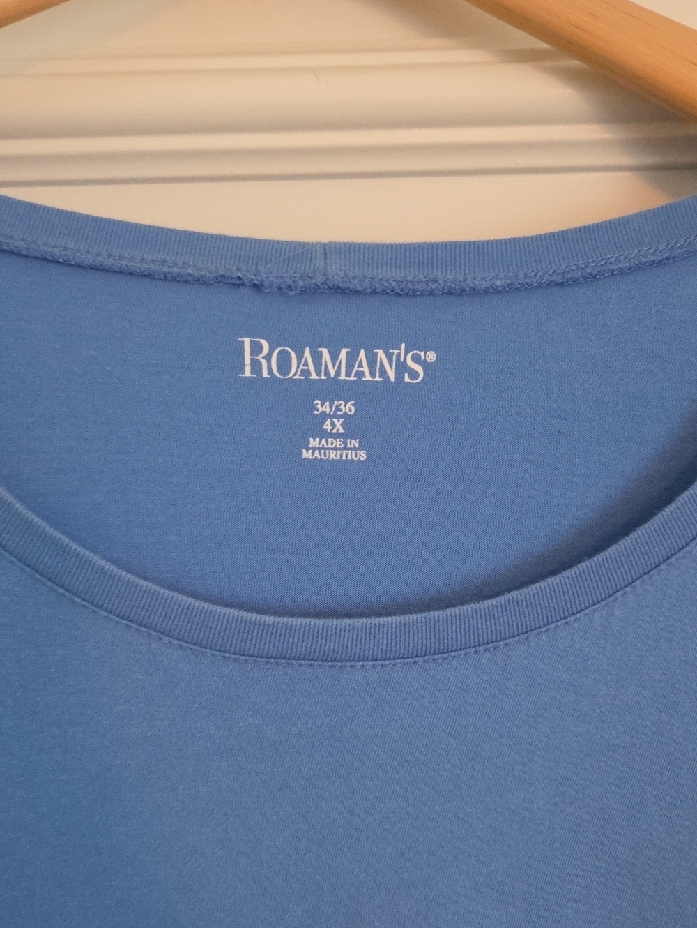 Roaman's Woman's Blue Crewneck Short Sleeve Tee